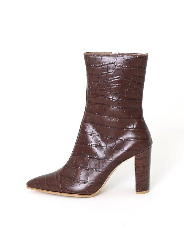 Barneys Croco Ankle Boots Brown