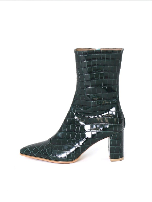Barneys Croco Ankle Boots Green
