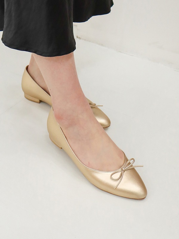 Amor Ribbon flat shoes gold