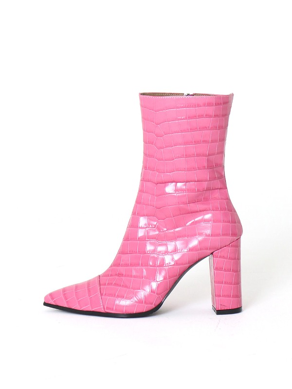 Barneys Croco Ankle Boots Pink